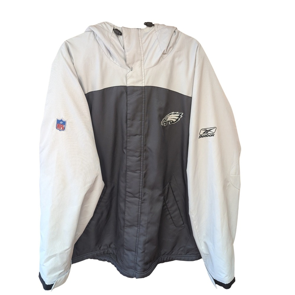 Vtg Reebok NFL Philadelphia Eagles Sideline Winter Jacket Puffer XL‎ Embroidered
